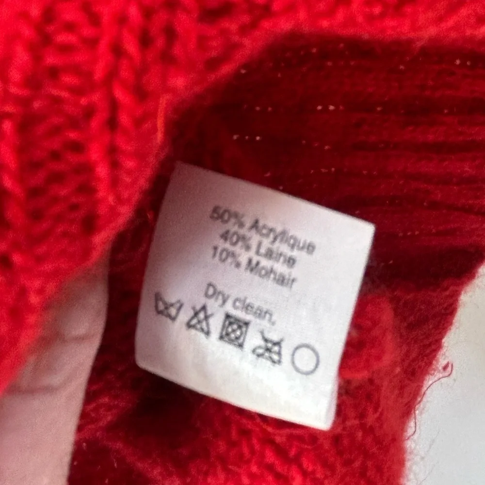 J.Crew Women’s Crew Neck Sweater Red Sequins and Blue Trim 3/4 Sleeves Small